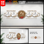 茶文化墙 茶室背景墙