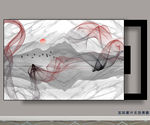 意境山水画大理石纹电表箱装饰画