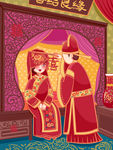 原创手绘中国风传统古典婚礼入洞