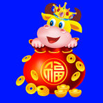 牛年门画牛年门贴卡通牛