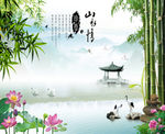 山水情背景墙图片