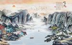 水墨山水背景墙