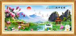 风景山水流水生财装饰画