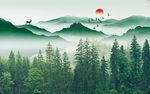 松林山水电视背景墙