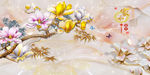 中式花香鸟语山水水墨装饰画