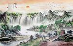 山河风光水墨画