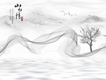 山水情抽象线条背景墙
