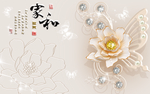 3D立体花卉背景墙