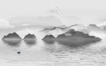 新中式山水画 中式山水画 山水