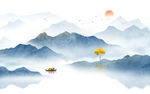 中式水墨山水画