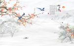 梅花山水情背景墙