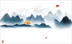 水墨画水墨远山