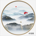 圆形山水画圆形水墨画