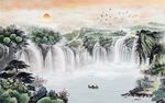 水墨山水背景墙