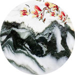 爵士白石纹山水玉兰花圆形装饰画