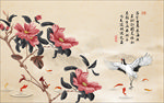 仙鹤鲤鱼电视背景墙