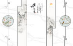 护墙板大理石纹新中式背景墙