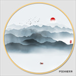 圆形水墨画