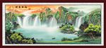 国画山水画青绿山水画流水生财