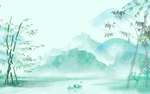 水墨山水竹子电视背景墙