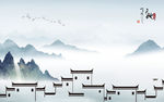 徽派山水背景墙画 tif分层
