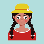 卡通麻发辫带帽小女孩插画头像