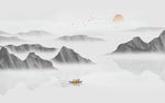 中式水墨山水画