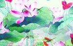 手绘荷花