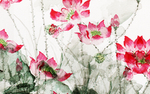 荷花油画