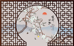 中式门框玄关屏风背景底纹素材装