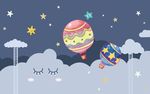 卡通童话世界星星云朵背景墙