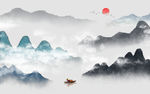 最新 山水风景墙画 tif分层