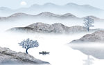 抽象山水风景墙画 tif分层