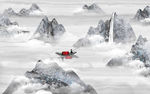 高清 山水风景墙画 tif分层