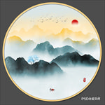 圆形山水画