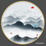 山水壁画 圆形山水画 山水画
