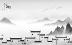 江南山水画灰色画 TIF分层