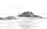 抽象水墨山水画
