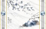 新中式简约爵士白花鸟山水情背景
