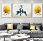 金色手绘简约抽象欧式复古麋鹿客