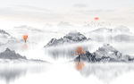 中式水墨山水画