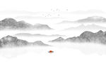 中式水墨山水画