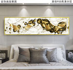 现代几何金属抽象床头画