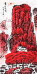 万山红遍山水画