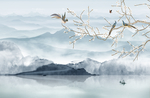 新中式水墨山水画背景