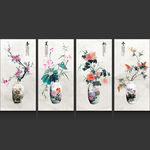 新中式国画春夏秋冬花瓶装饰画