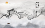 抽象线条山水背景墙