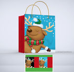 圣诞节卡通鹿礼品袋包装设计
