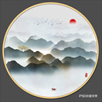 圆形山水画