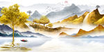 麋鹿山水抽象飞鸟晶瓷画装饰画